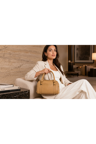 Lowe Valentini Beige Deer Skin Leather Handbag Satchel (LV2517)
