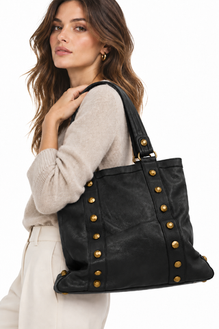 Dellamoda Colby Leather Tote Bag-Dellamoda