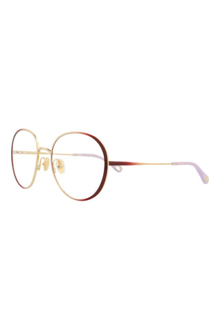 Chloé CH0018O Gradient Transparent Varnished Burgundy/Light Gold Eyeglasses