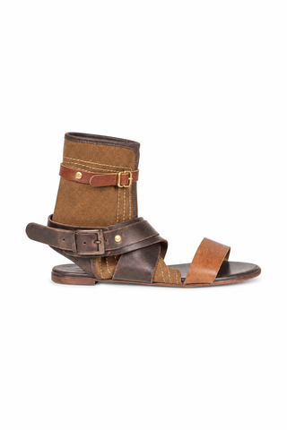 Chloe Gladiator Women's DesignerShoes Multi-Color Canvas / Leather Sandals (CHL04)