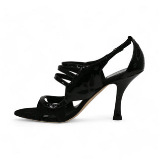 Christian Dior Blue Angel Black Suede / Patent Leather Sandals (CDW61)-AmbrogioShoes