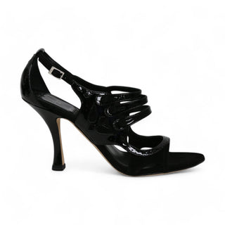 Christian Dior Blue Angel Black Suede / Patent Leather Sandals (CDW61)-AmbrogioShoes