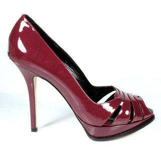 Christian Dior Burgundy Patent Leather High-Heel Pump Sandal (CDW76)-AmbrogioShoes