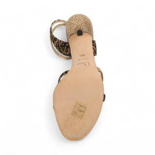 Christian Dior Dent Beige Satin & Leather Crystalized Sandals (CDWCRY45)-AmbrogioShoes