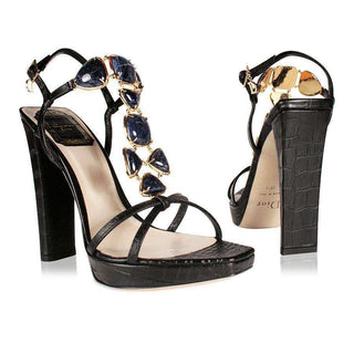 Christian Dior Shoes jeweled high heel Croc Sandals Navy (CDW73)-AmbrogioShoes