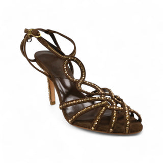 Christian Dior Downtown Suede / Calf-Skin Leather Crystalized Sandals (CDWCRY39)-AmbrogioShoes