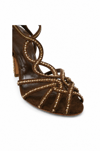 Christian Dior Downtown Suede / Calf-Skin Leather Crystalized Sandals (CDWCRY39)
