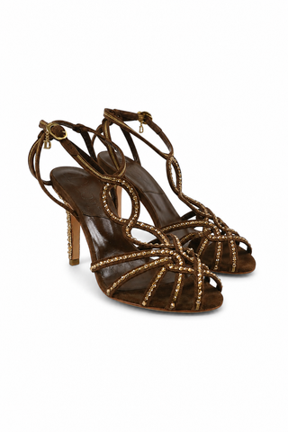 Christian Dior Downtown Suede / Leather Crystalized Sandals (CDWCRY39)
