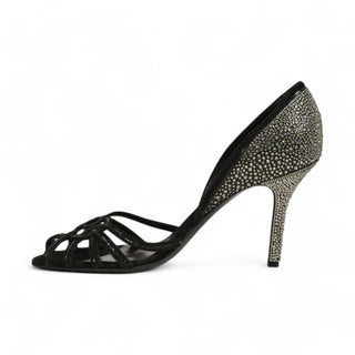 Christian Dior Hand Strass Crystal Downtown Peep-Toe Black Designer Shoes (CDWCRY47)-AmbrogioShoes