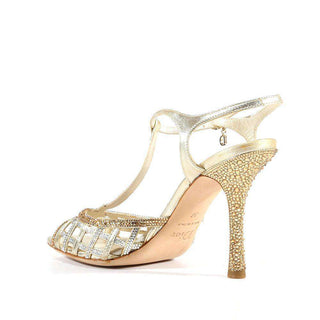Christian Dior Hand Strass Crystal Whisper Salome Gold Sandals (CDW69)-AmbrogioShoes