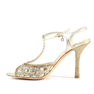 Christian Dior Hand Strass Crystal Whisper Salome Gold Sandals (CDW69)-AmbrogioShoes