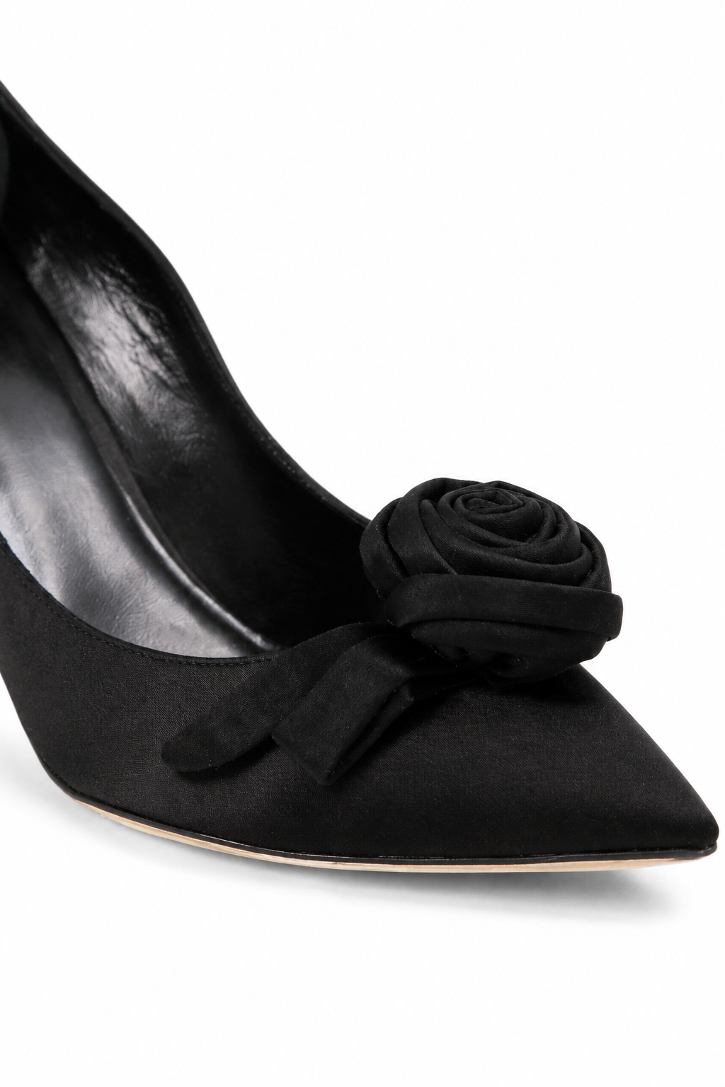 Christian Dior Rose Women's Designer Shoes Black Satin Evening Christian Dior Rose Women's Designer Shoes Black Satin Evening