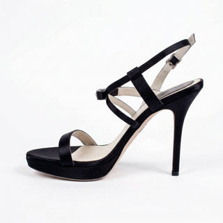 Christian Dior Serenade Black Satin Sandals (CDW62)-AmbrogioShoes