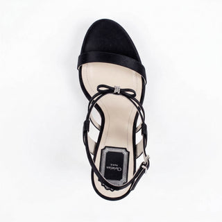Christian Dior Serenade Black Satin Sandals (CDW62)-AmbrogioShoes