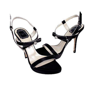 Christian Dior Serenade Black Satin Sandals (CDW62)-AmbrogioShoes