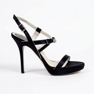Christian Dior Serenade Black Satin Sandals (CDW62)-AmbrogioShoes