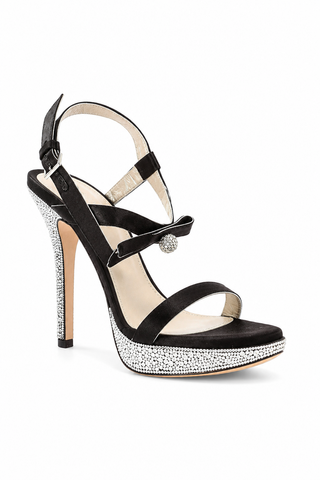 Christian Dior Serenade Satin / Leather Swarovski Crystalized Sandals (CDWCRY62)