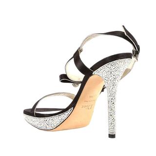 Christian Dior Serenade Satin / Leather Swarovski Crystalized Sandals (CDWCRY62)-AmbrogioShoes