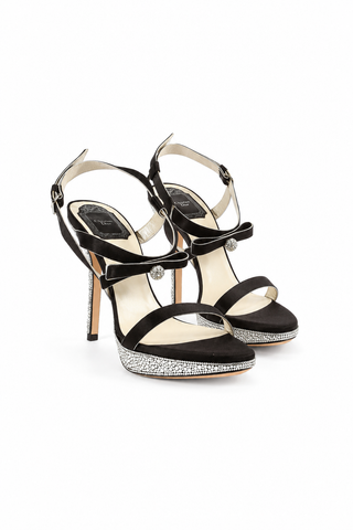 Christian Dior Serenade Satin / Leather Swarovski Crystalized Sandals (CDWCRY62)