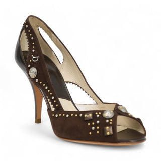 Christian Dior Suede / Calf-Skin Leather PeepToe Sandals (CDW37)-AmbrogioShoes