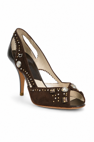 Christian Dior Suede / Calf-Skin Leather PeepToe Sandals (CDW37)