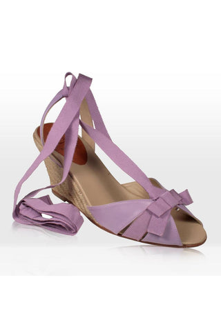 Christian Louboutin DesignerShoes Purple Organic Tweed / Nappa Espadrille Flatform Wedge Sandals (CL1502)