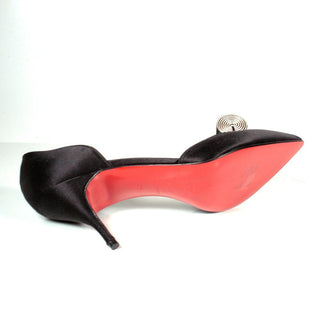 Christian Louboutin Women's Designer Shoes Black Fabric / Calf-Skin Leather Pumps (MB1504)-AmbrogioShoes