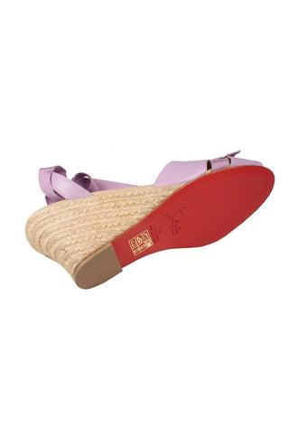 Christian Louboutin Women's DesignerShoes Purple Organic Tweed / Nappa Espadrille Flatform Wedge Sandals (CL1502)