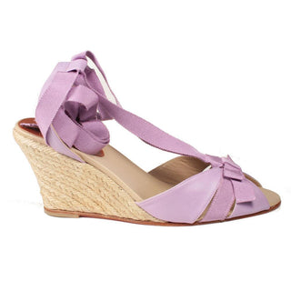 Christian Louboutin Women's Designer Shoes Purple Organic Tweed / Nappa Espadrille Flatform Wedge Sandals (MB1502)-AmbrogioShoes