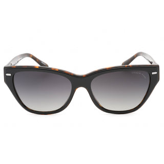Coach 0HC8370F Sunglasses Black on Tortoise / Grey Gradient Polarized Unisex-AmbrogioShoes