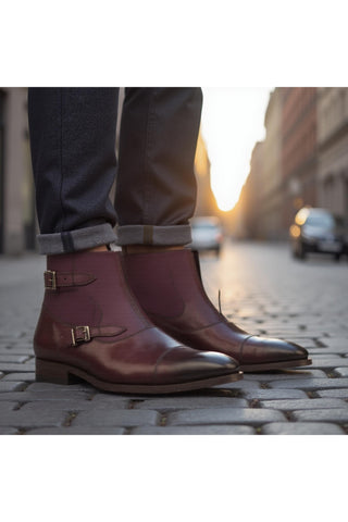 Como Argegno Calf-Skin Leather Octavian Buckle Boots (CM1008)-AmbrogioShoes