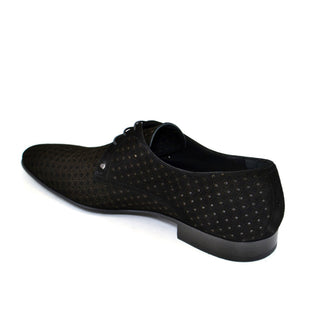 Corrente 2414 Perforated Suede Derby - Black-AmbrogioShoes