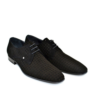 Corrente 2414 Perforated Suede Derby - Black-AmbrogioShoes