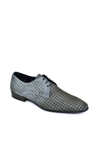 Corrente 2414 Perforated Suede Derby - Gray-AmbrogioShoes