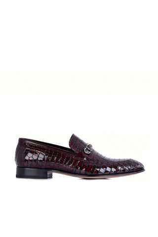 Corrente 3470BC Embossed Leather Horse-Bit Loafer - Burgundy