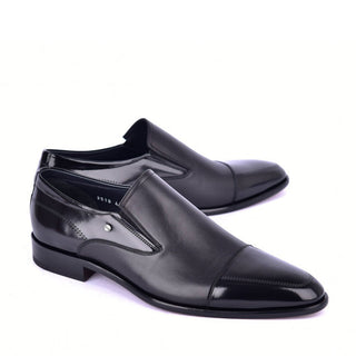 Corrente 3519 Leather Cap-Toe Loafers - Black-AmbrogioShoes