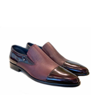 Corrente 3519 Leather Cap-Toe Loafers - Burgundy-AmbrogioShoes