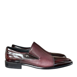 Corrente 3519 Leather Cap-Toe Loafers - Burgundy-AmbrogioShoes