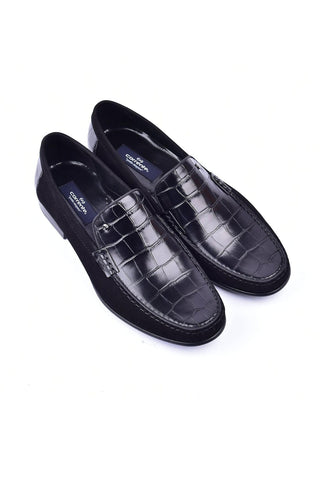 Corrente 3898C Leather & Suede Loafer - Black