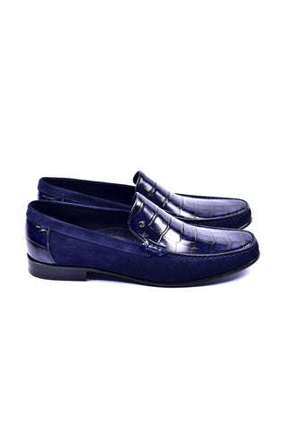 Corrente 3898C Leather & Suede Loafer - Navy