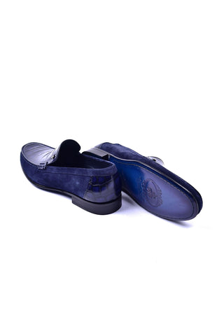 Corrente 3898C Leather & Suede Loafer - Navy