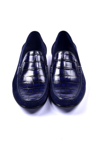 Corrente 3898C Leather & Suede Loafer - Navy
