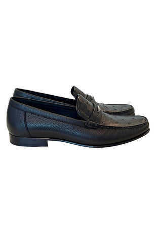 Corrente 3898Ost Exotic Ostrich & Deer Skin Moccasin Loafers (CRT1471)-AmbrogioShoes
