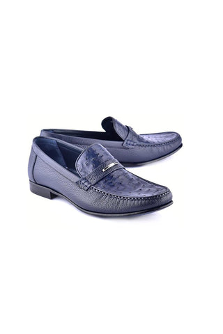 Corrente 3898Ost Exotic Ostrich & Deer Skin Moccasin Loafers (CRT1471)-AmbrogioShoes