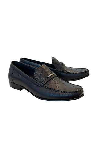 Corrente 3898Ost Exotic Ostrich & Deer Skin Moccasin Loafers (CRT1471)-AmbrogioShoes
