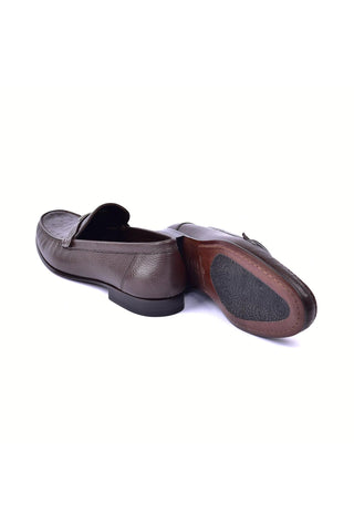 Corrente 3898Ost Leather & Ostrich Horse-Bit Loafer - Dark Brown
