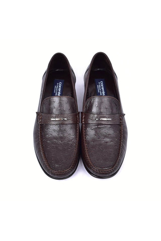 Corrente 3898Ost Leather & Ostrich Horse-Bit Loafer - Dark Brown