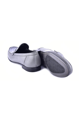 Corrente 3898Ost Leather & Ostrich Horse-Bit Loafer - Gray