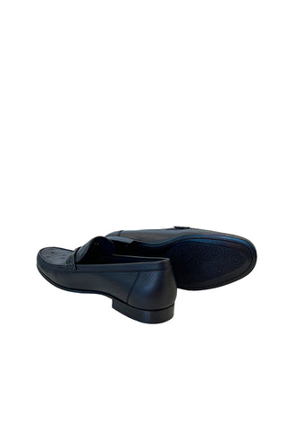 Corrente 3898Ost Ostrich & Leather Loafer - Black