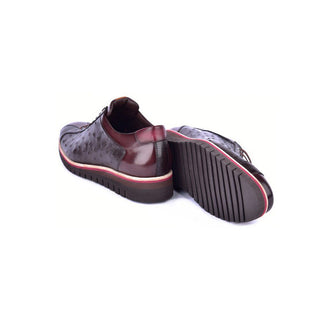 Corrente 4005 Exotic Ostrich Skin & Calf-Skin Leather Sneakers (CRT1507)-AmbrogioShoes